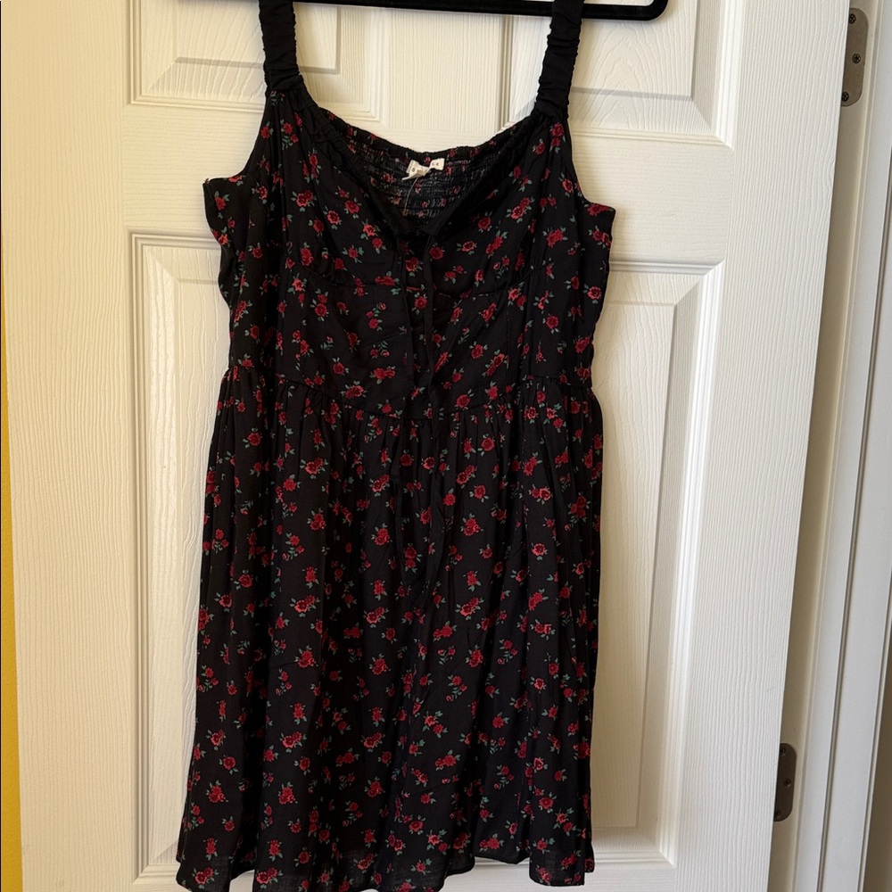 Aero mini black dress with flowers